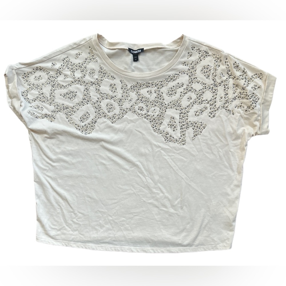 Express Beige Embellished Women's Top - Medium